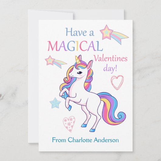 Carte Enfants Valentines Jour Magique Unicorn plat (Devant)