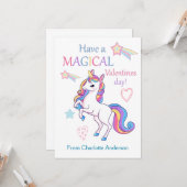 Carte Enfants Valentines Jour Magique Unicorn plat (Devant/Arrière en situation)