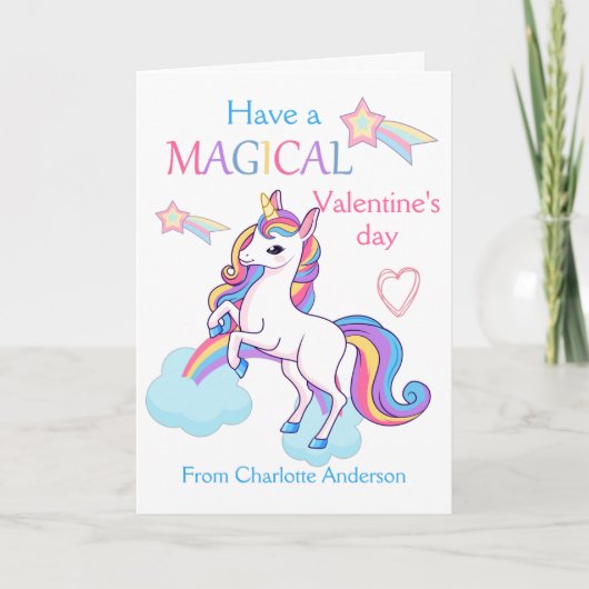 Carte Enfants Valentines Jour Magique Unicorne (Devant)