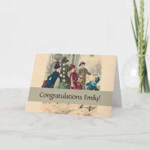 Carte Enfants victoriens antiques jouant au ballon Hiver
