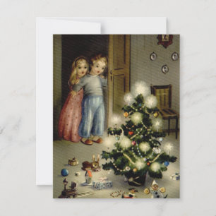 Carte Enfants vintage matin de Noël