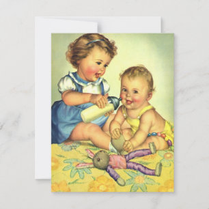Carte Enfants vintages, Joyeux Petits Enfants Bouteille