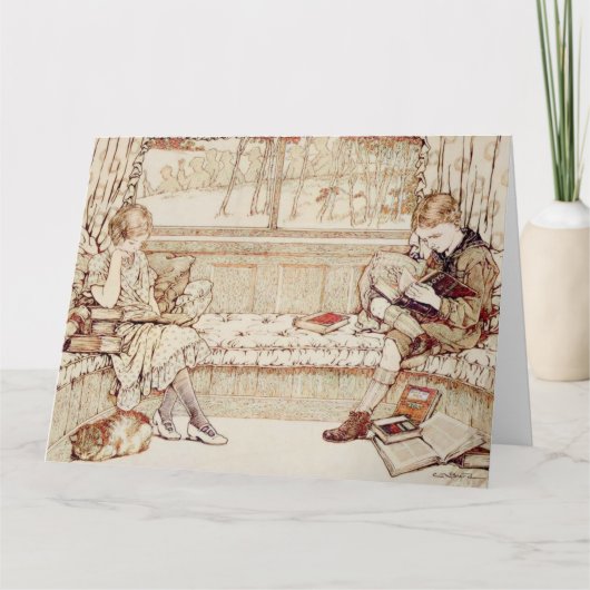 Carte Enfants vintages lecture (Devant)