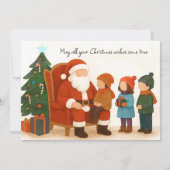 Carte Enfants visitant Père Noël avant Noël (Devant)