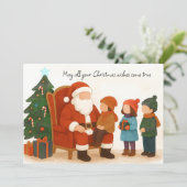 Carte Enfants visitant Père Noël avant Noël (Debout devant)