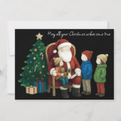 Carte Enfants visitant Père Noël avant Noël 2 (Devant)