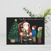 Carte Enfants visitant Père Noël avant Noël 2 (Debout devant)