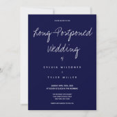 Carte Enfin Arrivé Mariage de la typographie bleu foncé (Devant)