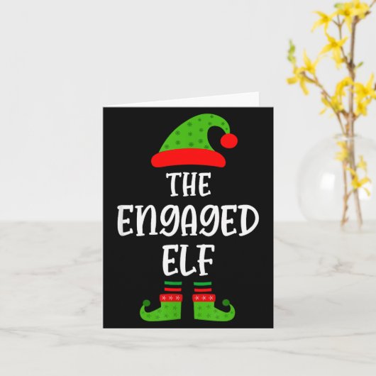 Carte Engaged Elf Family Matching Christmas Engagement  (Fleur jaune)