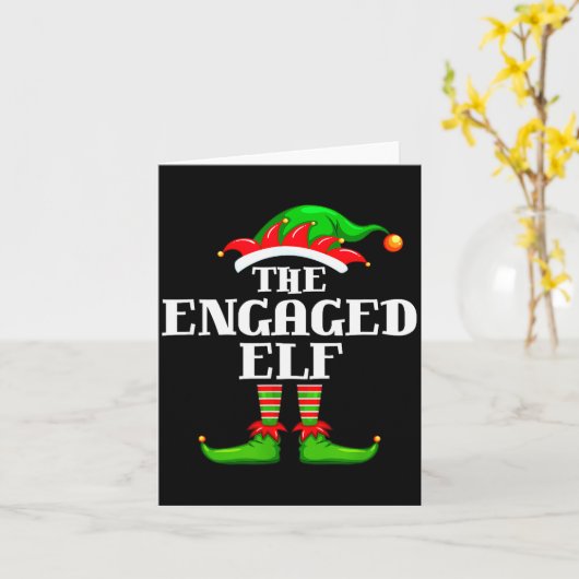Carte Engaged Elf Matching Family Group Christmas Party (Fleur jaune)