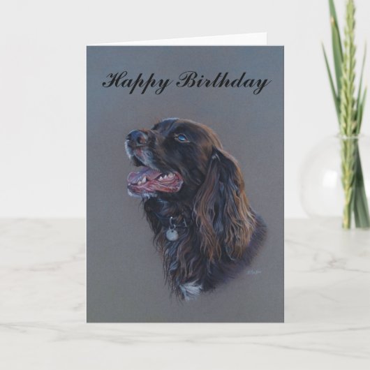 Carte Engish Cocker Espaniel chien. Joyeux art d'anniver (Devant)