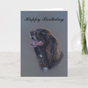 Carte Engish Cocker Espaniel chien. Joyeux art d'anniver