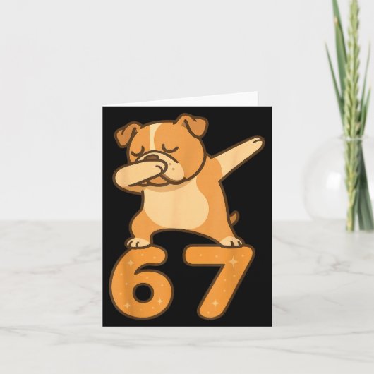 Carte English Bulldog Dog 67 Meme Six Seven Funny Dabbin (Devant)