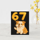 Carte English Bulldog Dog Funny 67 Meme Six Seven Balloo (Fleur jaune)