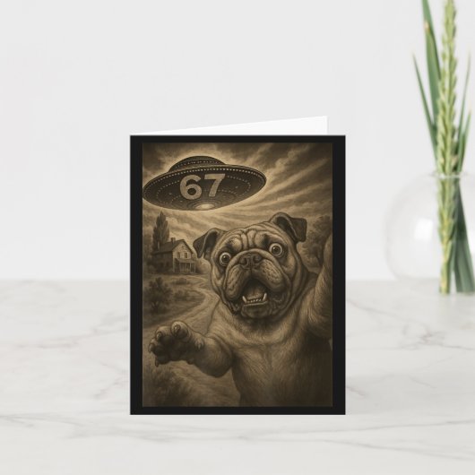 Carte English Bulldog Dog Selfie 67 Meme Six Seven Funny (Devant)