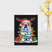 Carte English Bulldog Dog Tree Christmas Lights Funny Xm (Fleur jaune)