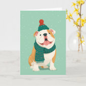 Carte English Bulldog Holiday Greeting (Fleur jaune)