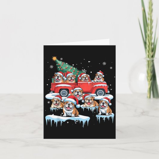 Carte English Bulldog Riding Red Truck Ugly Sweater Chri (Devant)