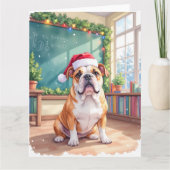 Carte English Bulldog Teacher Classroom Santa Hat (Devant)