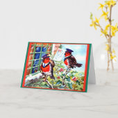 Carte English Christmas Robin Postmen Oiseaux 1934 Art (Fleur jaune)