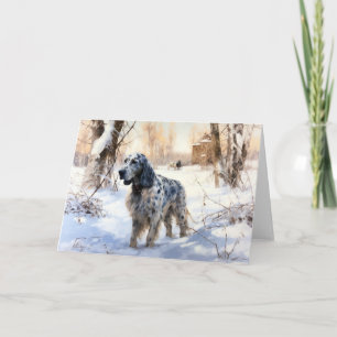 Carte English Setter Qu'il neige Noël