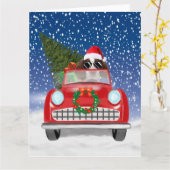 Carte English Springer Spaniel Chien Voiture Dans Neige  (Fleur jaune)