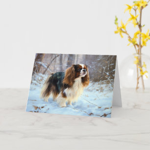 Carte English Toy Spaniel Laisser Neige Noël