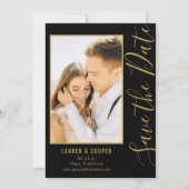 Carte Enregistrer La Date Black Gold Style Mariage moder (Devant)