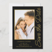 Carte Enregistrer La Date Black Gold Style Mariage moder (Devant)