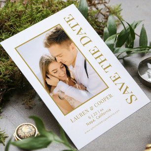 Carte Enregistrer La Date Black Gold Style Mariage moder