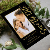 Carte Enregistrer La Date Black Gold Style Mariage moder