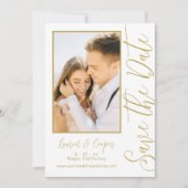 Carte Enregistrer La Date Black Gold Style Mariage moder (Devant)