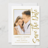 Carte Enregistrer La Date Black Gold Style Mariage moder (Devant)