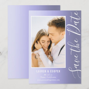 Carte Enregistrer La Date Bleu Style Script Moderne Mari