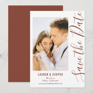 Carte Enregistrer La Date Brown Script Design Moderne Ma