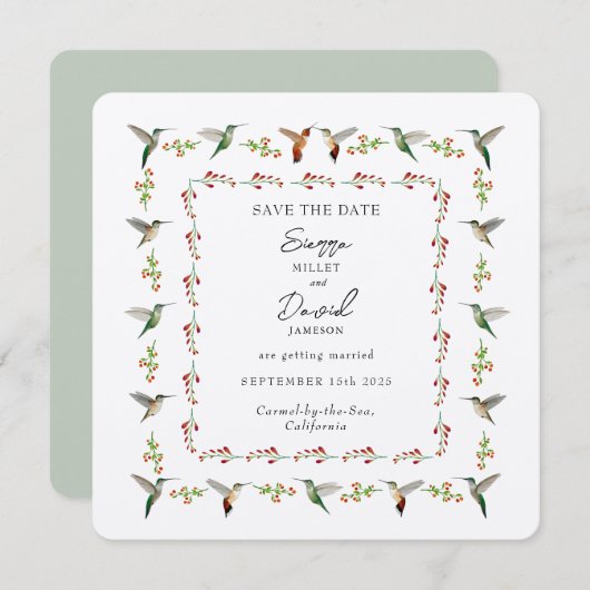 Carte Enregistrer la date Colibri (Devant / Derrière)