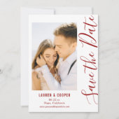 Carte Enregistrer La Date Dark Red Style Mariage moderne (Devant)