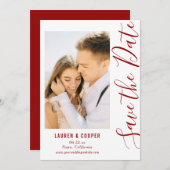 Carte Enregistrer La Date Dark Red Style Mariage moderne (Devant / Derrière)