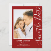 Carte Enregistrer La Date Dark Red Style Mariage moderne (Devant)