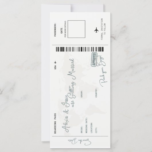 Carte Enregistrer la date de mariage de destination (Devant)