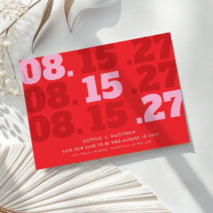 Carte ENREGISTRER LA DATE moderne type épais date rouge