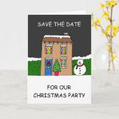 Carte Enregistrer la date Noël Fête du dessin maison (Fleur jaune)