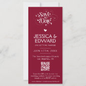Carte Enregistrer La Date Photo Booth Qr Code Rouge Bour (Dos)