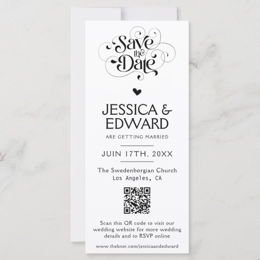 Carte Enregistrer La Date PhotoBooth Qr Code Black White (Dos)