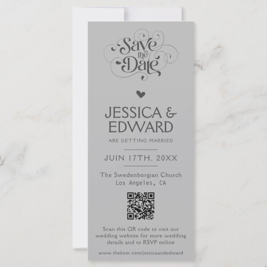 Carte Enregistrer La Date PhotoBooth Qr Code Light Grey  (Dos)