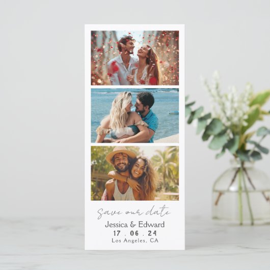 Carte Enregistrer La Date PhotoBooth Qr Code Light Grey  (Debout devant)
