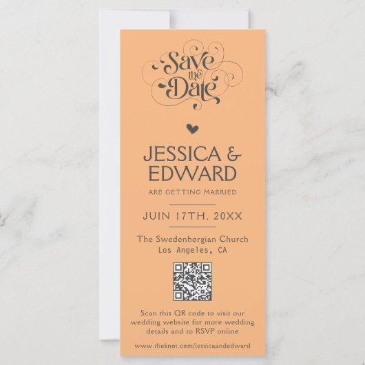 Carte Enregistrer La Date PhotoBooth Qr Code Light Orang (Dos)