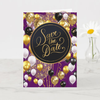 Carte Enregistrer La Date (Proverbes 18:22) Violet/Or/Bl