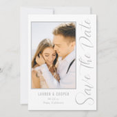 Carte Enregistrer La Date Silver Script Design Mariage M (Devant)