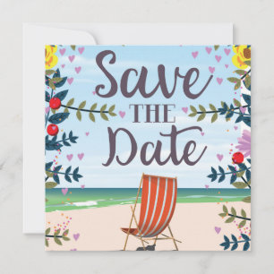 Carte Enregistrer La Date Vintage Plage Vintage et trans